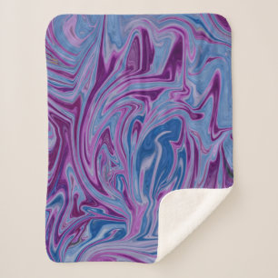 Couverture Sherpa Peinture abstraite violette et bleue