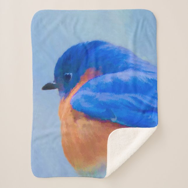 Couverture Sherpa Peinture Bluebird - Art original pour oiseaux (Devant)