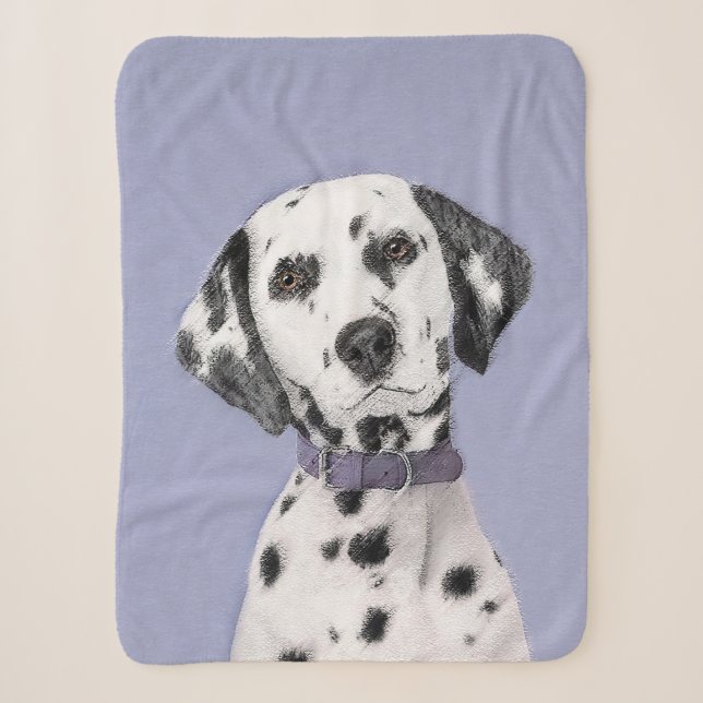 Couverture Sherpa Peinture Dalmatienne - Beau art original de chien (Devant)