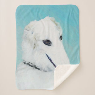 Couverture Sherpa Peinture de Borzoi (Blanc) - Joli Chien d'origine