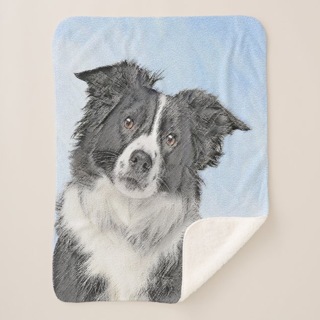 Couverture Sherpa Peinture de collie frontalière - Belle art origina (Devant)