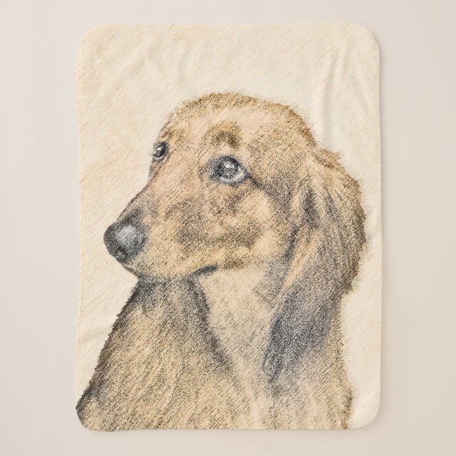 Couverture Sherpa Peinture de Dachshund (Longhaïs) - Art original du (Devant)