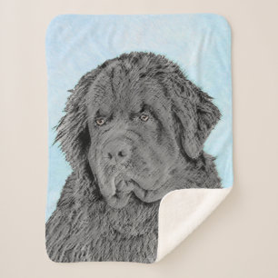 Couverture Sherpa Peinture de Terre-Neuve - Cute Original Chien Art