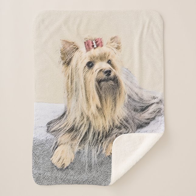 Couverture Sherpa Peinture de Yorkshire Terrier - art original (Devant)
