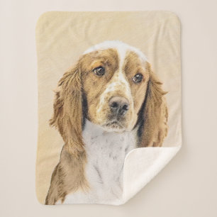 Couverture Sherpa Peinture d'espagnol Welsh Springer - Art original