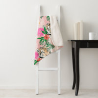 Peinture florale de tigre rose blanc joli