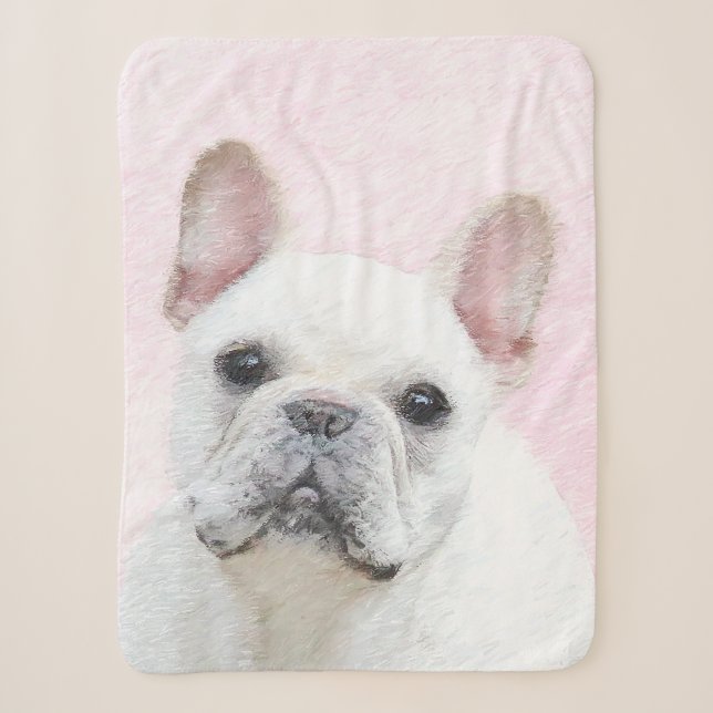 Couverture Sherpa Peinture française de Bulldog (Crème/Blanc) (Devant)
