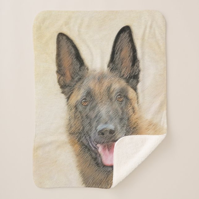Couverture Sherpa Peinture Malinoise belge - Cute Original Chien Art (Devant)