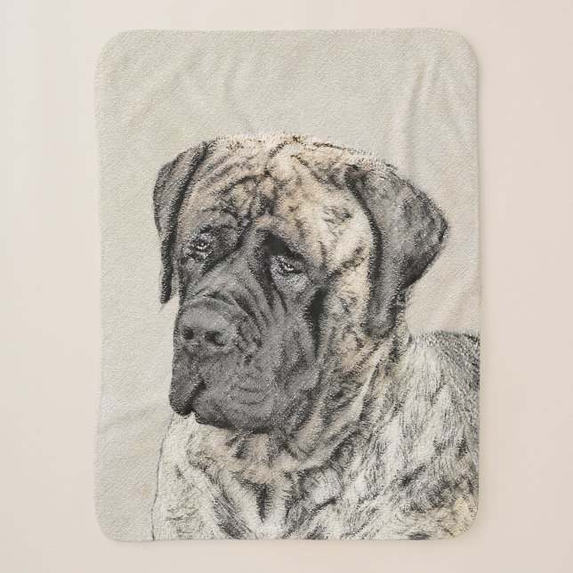 Couverture Sherpa Peinture mastiff anglaise (Brindle) - Dog Art (Devant)