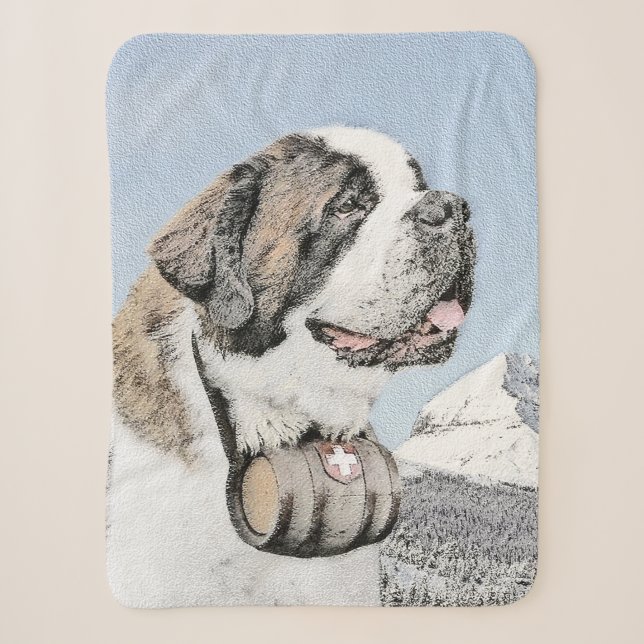 Couverture Sherpa Peinture Saint Bernard - Cute Original Chien Art (Devant)