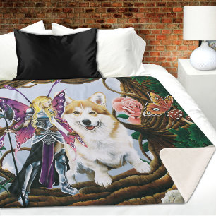 Couverture Sherpa Pembroke Welsh Corgi Fairy Imaginaire