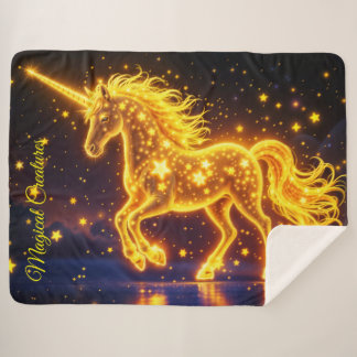 Couverture Sherpa Pépinière or licorne design parties scintillant ar