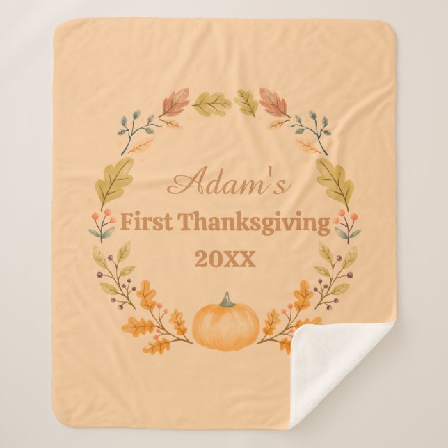 Couverture Sherpa Personalized First Thanksgiving (Devant)