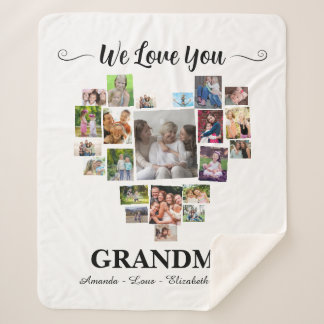 Couverture Sherpa Personalized Love You Grandma Hearts 21 Photo