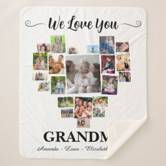Couverture Sherpa Personalized Love You Grandma Hearts 21 Photo