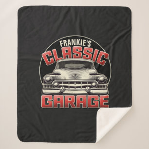 Couverture Sherpa PERSONALIZED NAME Classic Car Garage Custom Shop