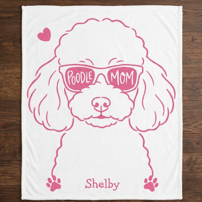 Couverture Sherpa Personalized Poodle Blanket for Dog Mom  Rose Pink (Créateur téléchargé)