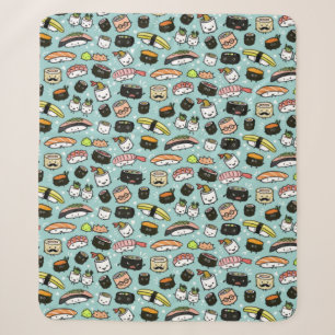 Couverture Sherpa Personnage de Cute Sushi  Kawaii Sushi Motif