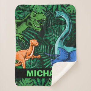 Couverture Sherpa  Personnalisable Dinosaur Enfants Dino Jurassic Tr