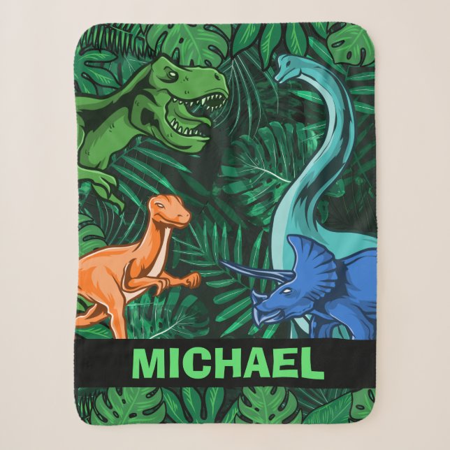 Couverture Sherpa Personnalisable Dinosaur Enfants Dino Jurassic Tre (Devant)