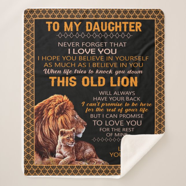 Couverture Sherpa Personnalisé À Ma Fille Blanche Lion (Devant)
