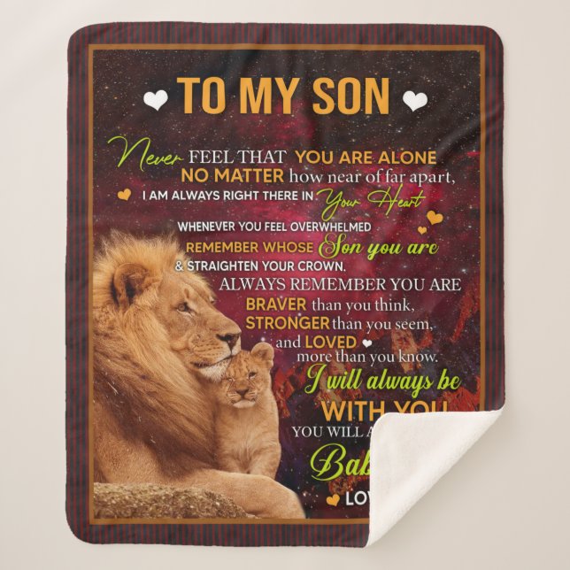 Couverture Sherpa Personnalisé À Mon Lion Fils, Lettre D'Amour De Pa (Devant)