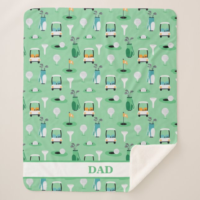 Couverture Sherpa Personnalisé Papa Golfer Golfcart Golfing Sport (Devant)