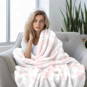 Couverture Sherpa personnalisée pour vache rose