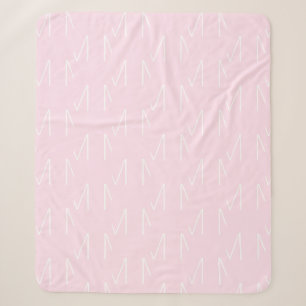 Couverture Sherpa Personnaliser monogramme lettre initiale rose pâl