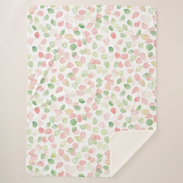Couverture Sherpa Pétales de fleurs rose pastel menthe jolies   (Devant)