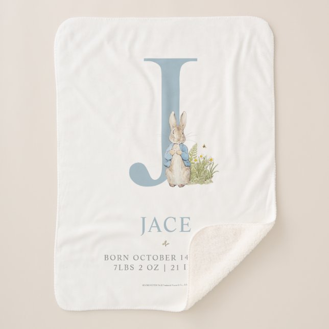 Couverture Sherpa Peter Rabbit | Lettre personnalisée J (Devant)