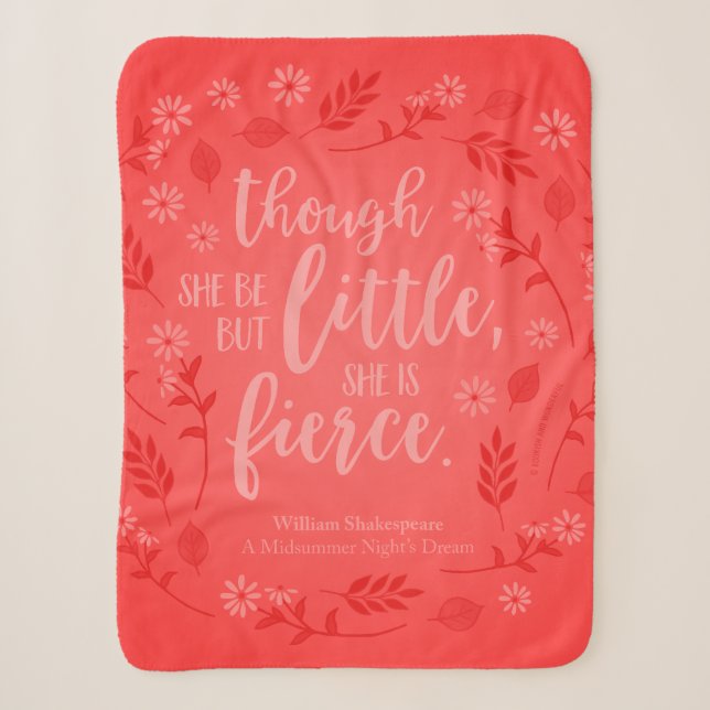 Couverture Sherpa Petit Floral Rouge Mais Fierce William Shakespeare (Devant)