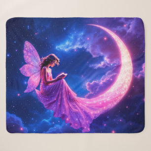 Couverture Sherpa Petite fée rose imaginaire parties scintillant lun