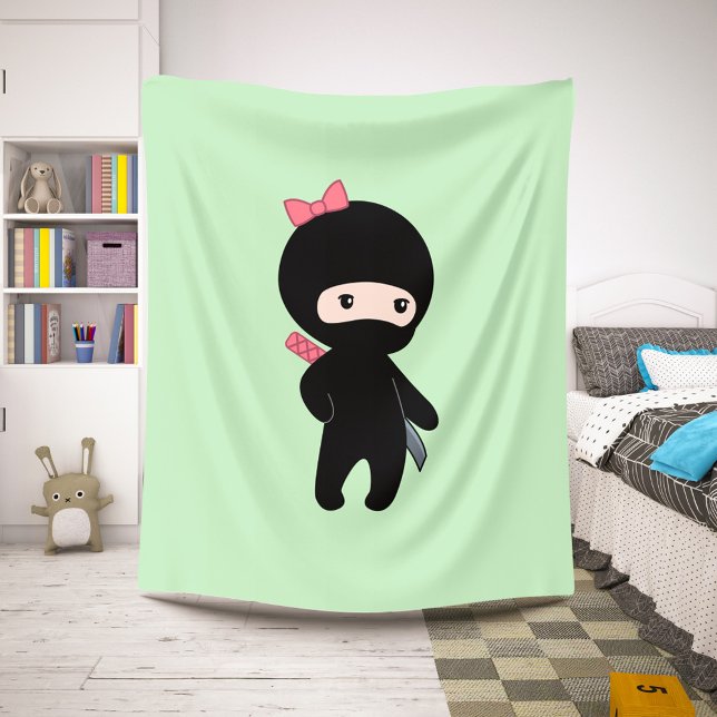 Couverture Sherpa Petite fille Ninja en vert (Créateur téléchargé)