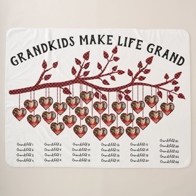 Couverture Sherpa Petits-Enfants Font Vie Grand 25 Photo Collage Pla (Devant (Horizontal))