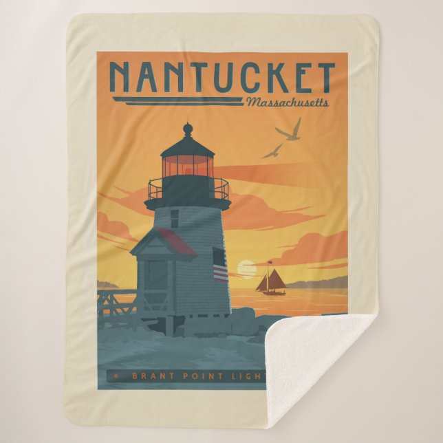 Couverture Sherpa Phare de Brant Point | Nantucket MA (Devant)