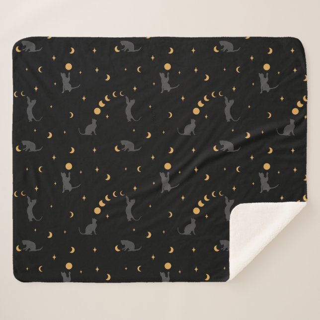 Couverture Sherpa Phases des chats et de la lune (Devant (Horizontal))