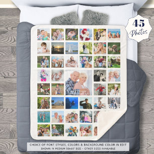 Couverture Sherpa Photo Collage 45 Photos Votre couleur Personnalisé