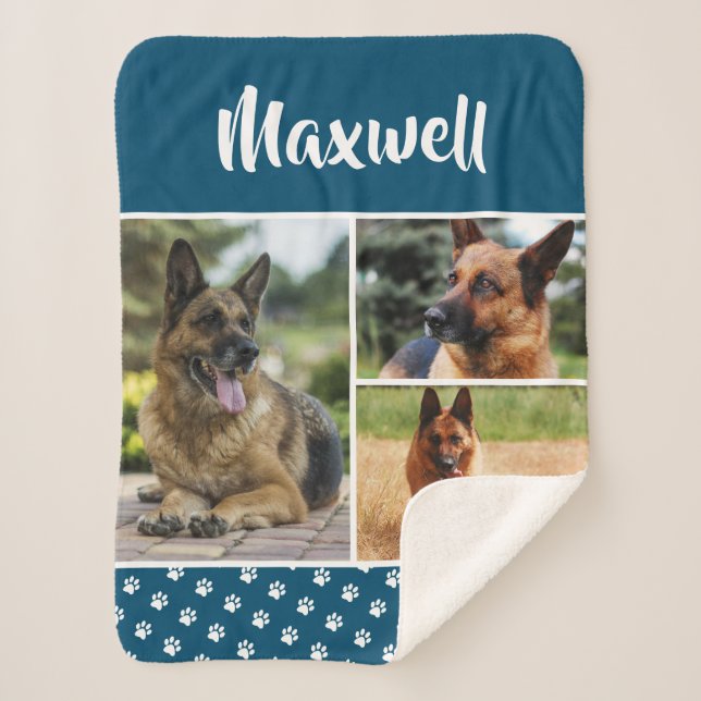Couverture Sherpa Photo Collage de photos de chien Pet Lover Pawprin (Devant)