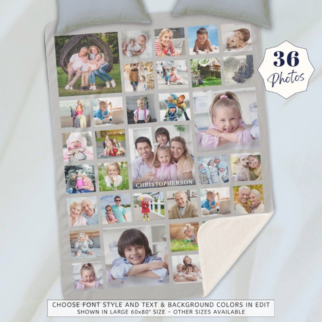 Couverture Sherpa Photo Collage Nom ou titre Gris (Créateur téléchargé)