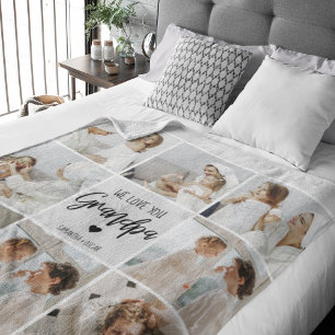 Couverture Sherpa Photo Collage We Love You Grand-Père Cadeau
