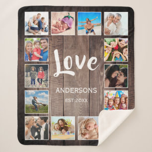 Couverture Sherpa Photo de Custom Collage Rustic Farmhouse Family