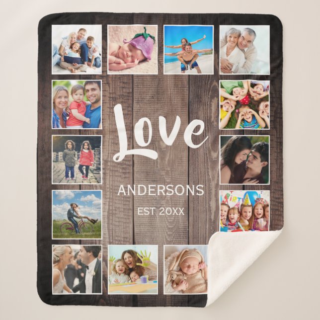 Couverture Sherpa Photo de Custom Collage Rustic Farmhouse Family (Devant)