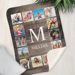 Couverture Sherpa Photo de Custom Collage Rustic Farmhouse Family