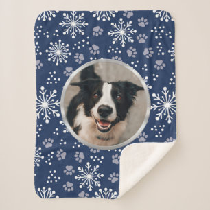 Couverture Sherpa Photo de la marine Snowflake Paw Motif Pet