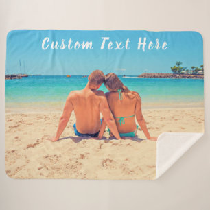 Couverture Sherpa Photo et texte personnalisés - Votre propre design