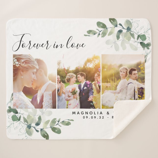 Couverture Sherpa Photo Eucalyptus Forever in Love Mariage (Devant (Horizontal))