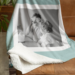 Couverture Sherpa Photo Famille Moderne Mint Simple Lovely Cadeau