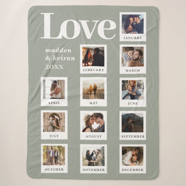 Couverture Sherpa Photo moderne Couple Love Valentines Jour Sage Ver (Devant)