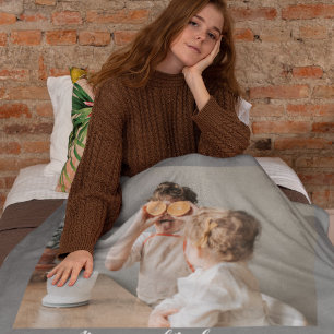 Couverture Sherpa Photo moderne Gris C'est bien d'être à la maison C